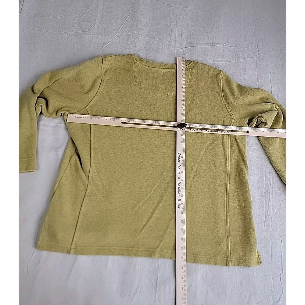 Orvis Ribbed Cotton Top Womens XL Green Long Sleeve Crewneck Side‎ Slit Outdoor - Picture 10 of 13